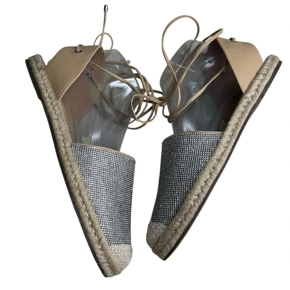 Schutz Glitter Lace-Up Espadrilles - Celinah. Size 9